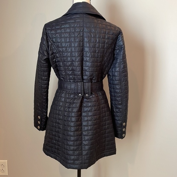 Laundry by Shelli Segal Jacket Blue SZ Medium Button Up Tie Around Waist Quilted - Picture 10 of 15